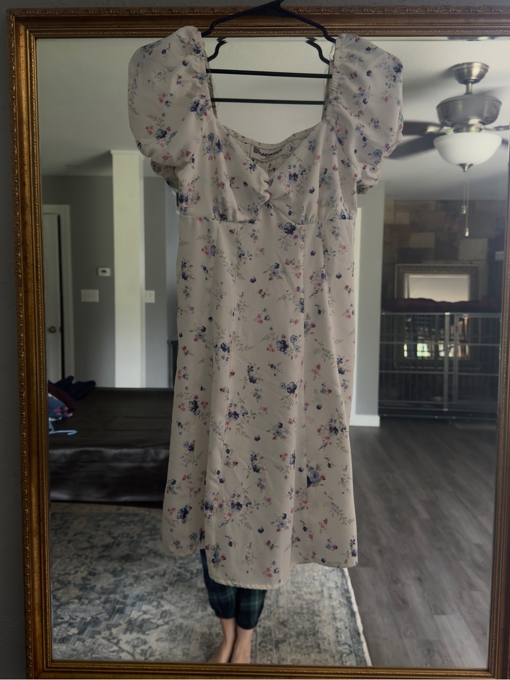 No Boundaries Cream Floral Puff-Sleeve Midi Dress